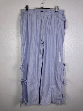 Wild Fable Women's Blue White Striped Cotton Bow Accent Ankle Pants XXL